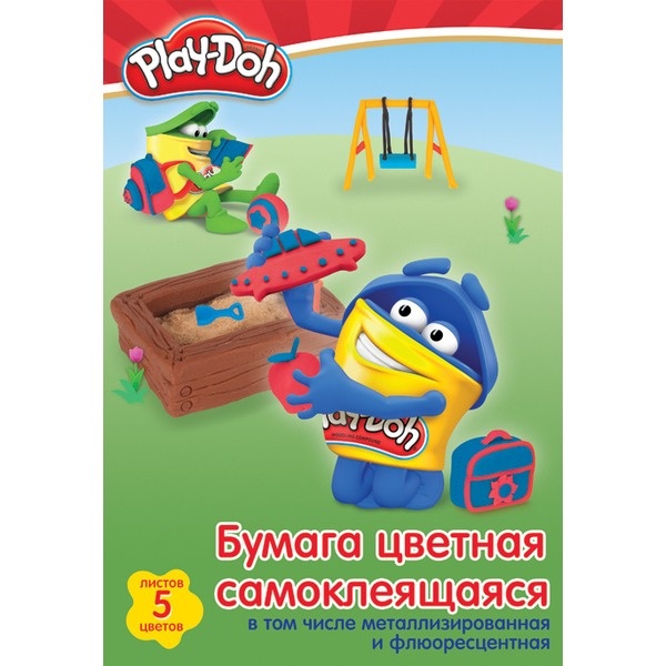 Цв. бумага самокл флюор А4 10л 10цв Play-Doh папка