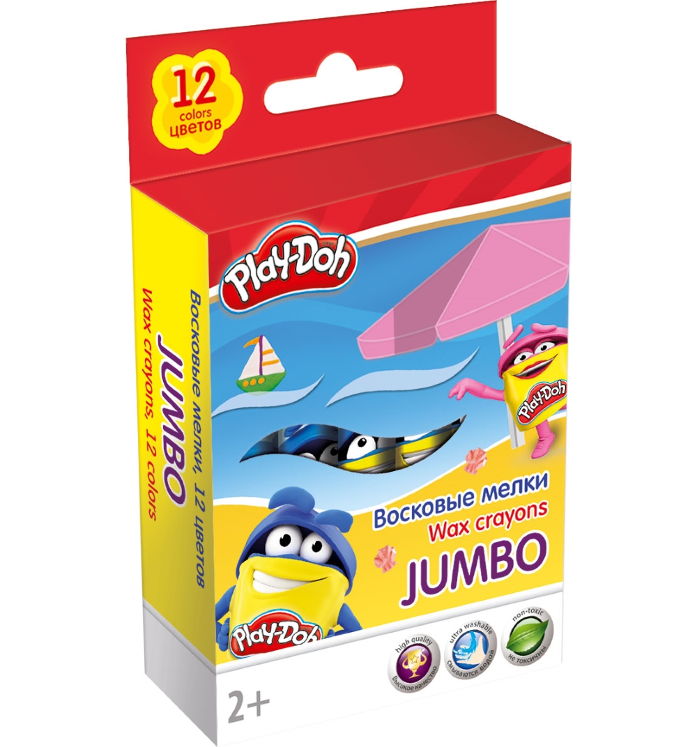Мелки восковые 12цв Play-Doh Jumbo толстые