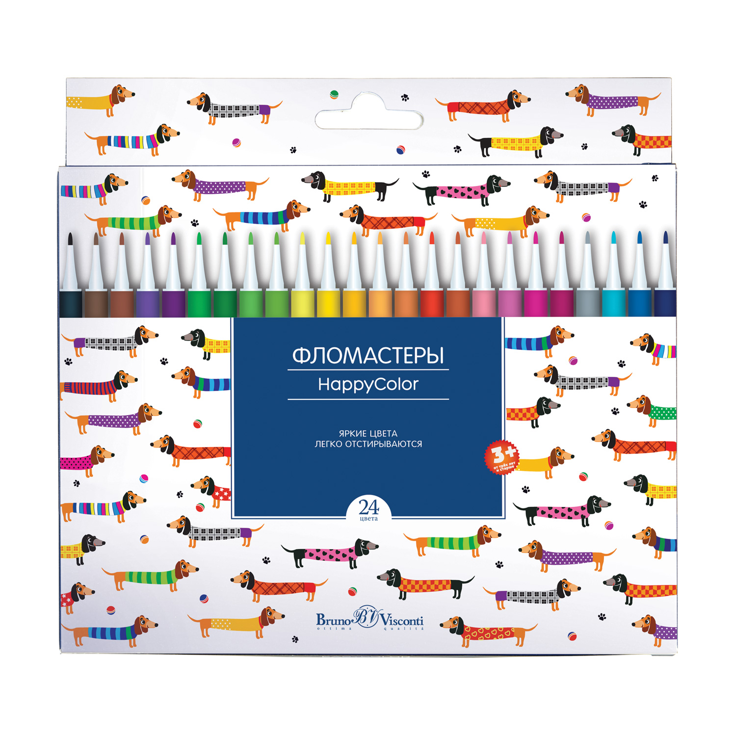 Фломастеры 24 цв BV HappyColor