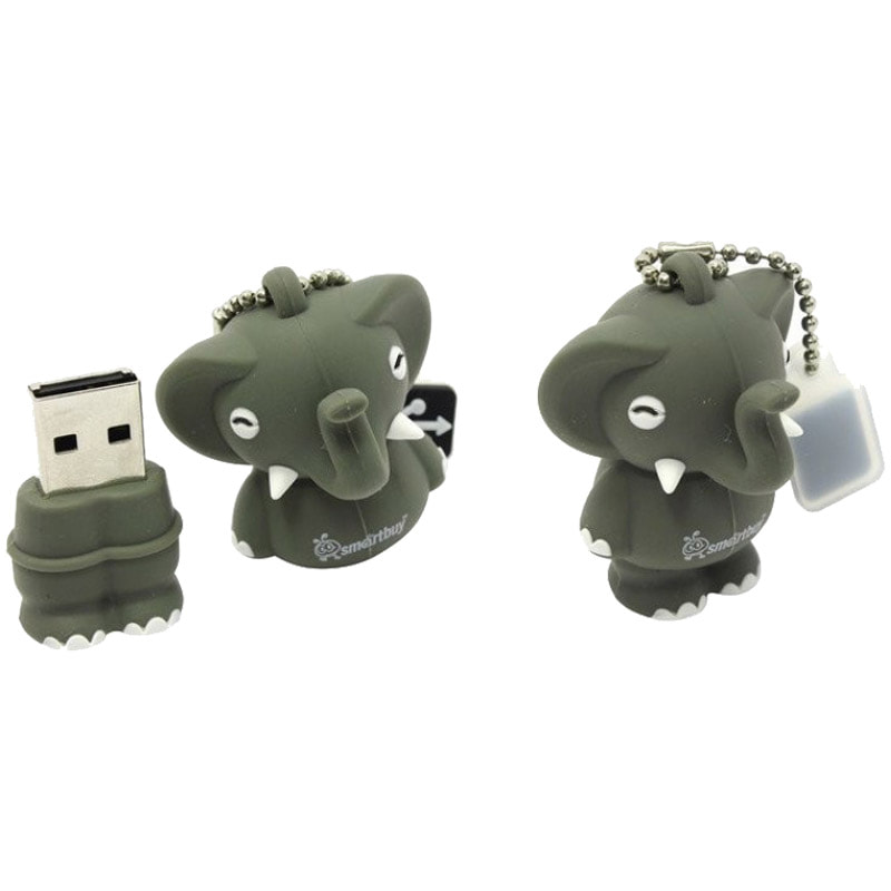 Флэш-карта USB 16GB 2.0 Smart Buy Слоник серый