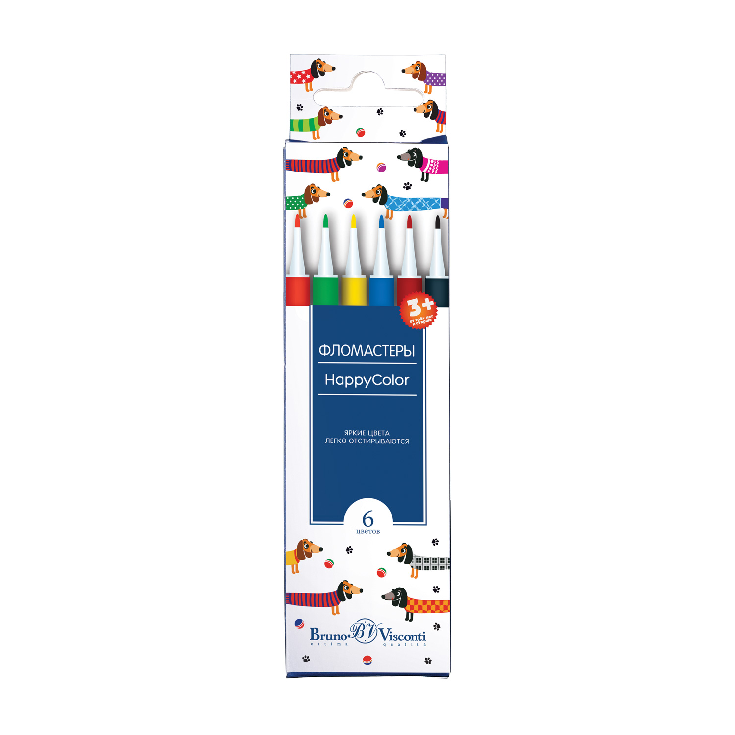 Фломастеры 6 цв BV HappyColor к/к