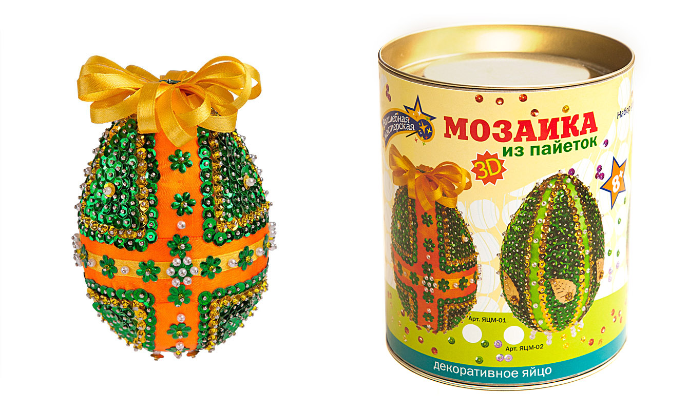 Творч Мозаика из пайеток 3D Декоративное яйцо 10*7