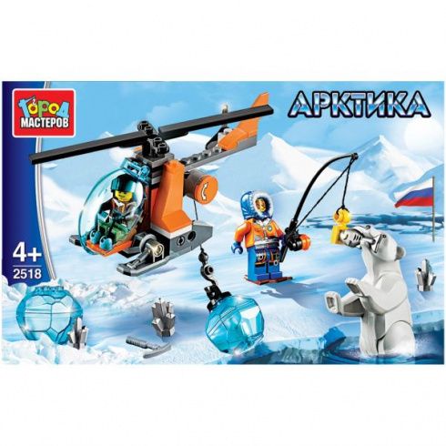 Конструктор Арктика: вертолет, с фигурками, 85дет. пласт.