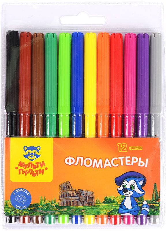 Фломастеры 12 цв МП Енот в Венеции пл/уп