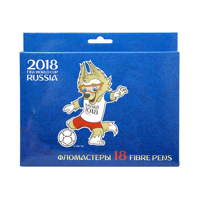 Фломастеры 18 цв Hatber ЧМ ПО ФУТБОЛУ 2018-Талисман к/к