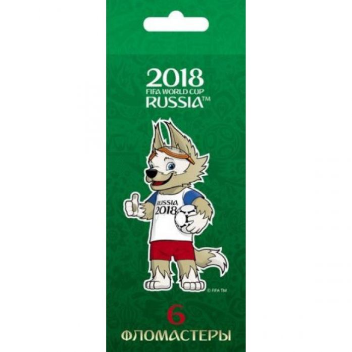 Фломастеры 6 цв Hatber ЧМ ПО ФУТБОЛУ 2018-Талисман к/к