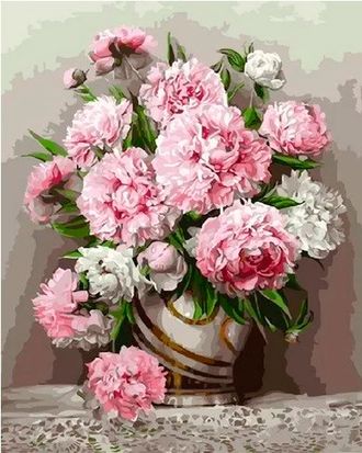 Картина по номерам 40*50 Бузин. Розовые пионы (25 красок) 1/20