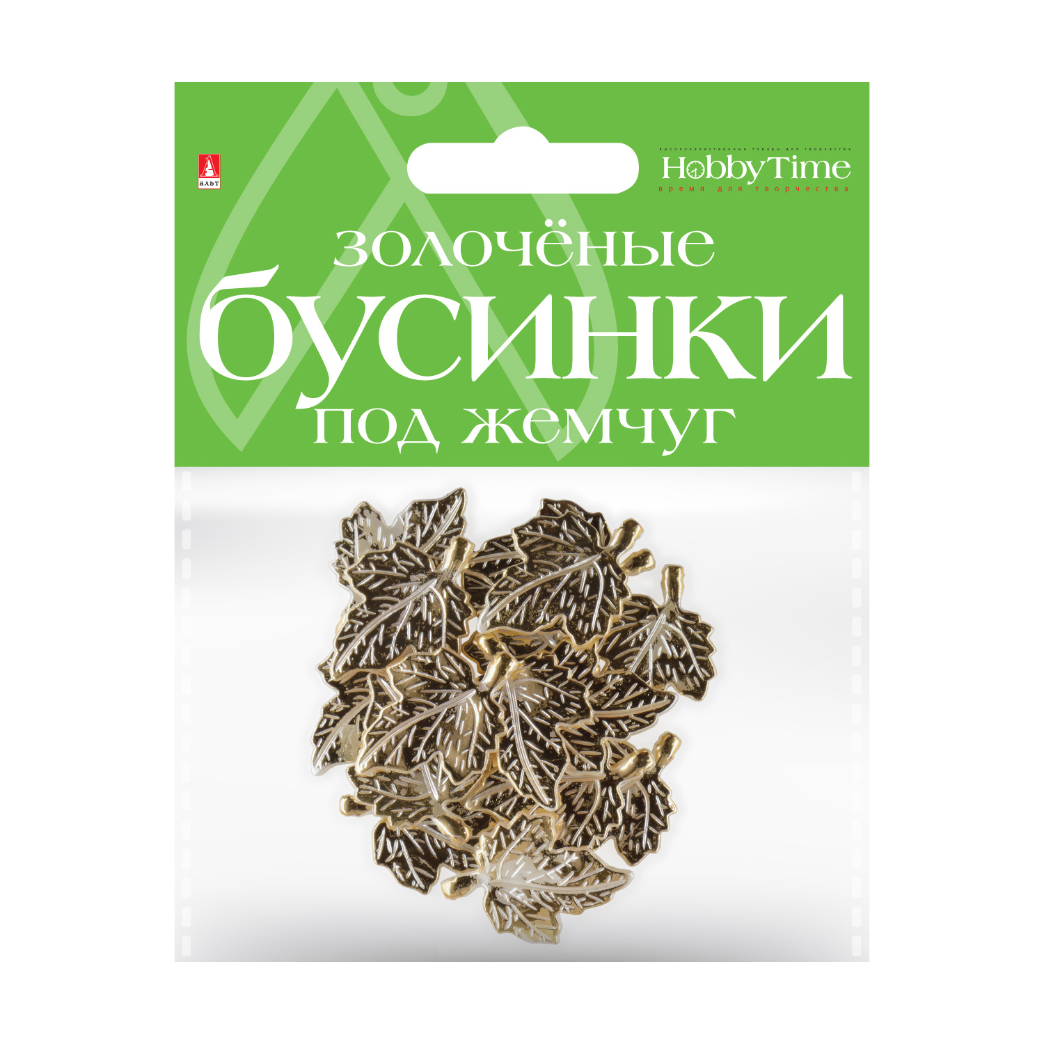 Творч Фигурный жемчуг Листочки золоченые 35мм