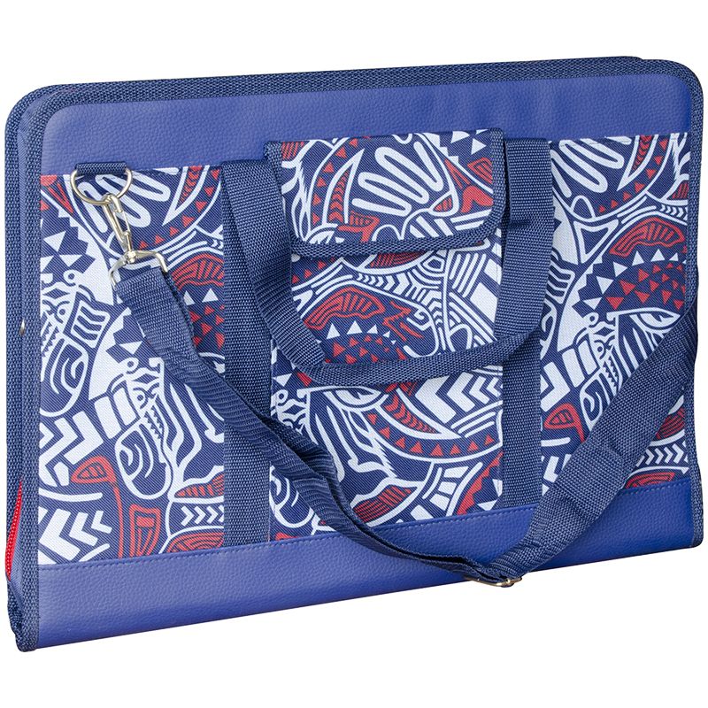 Сумка А3 тканевая AS Синяя на молнии с ремнем карманы