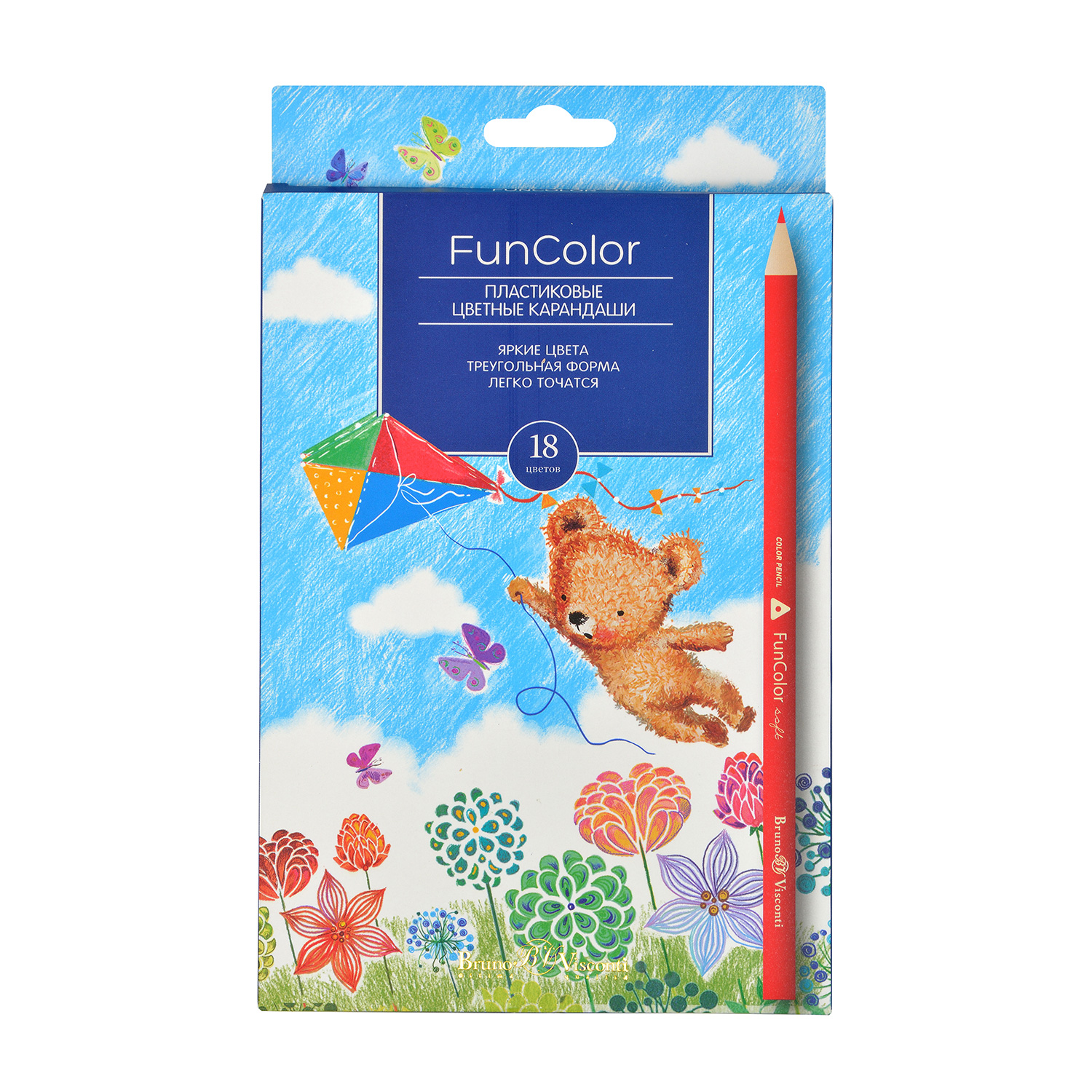 Карандаши цветные 18 цв пластик BV FunColor Еноты тре