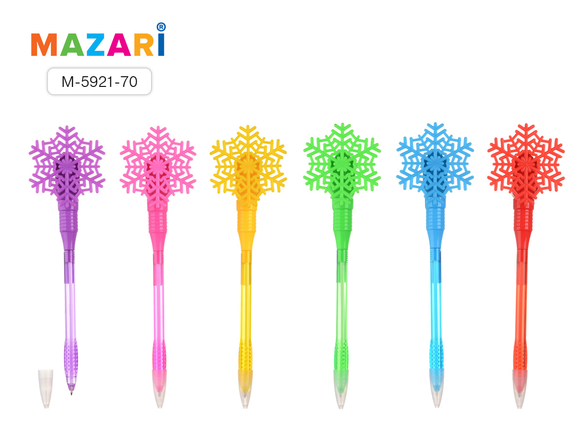 Ручка шариковая синяя сув Mazari Snowflake 0.7мм заводной механизм