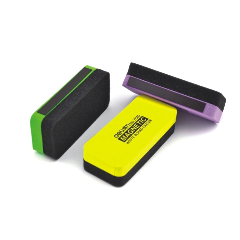 Губка для доски Deli 50*110мм ассорти магнитная