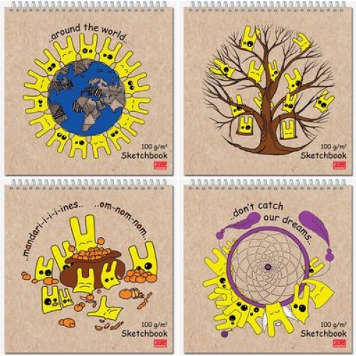 Скетчбук 170*170мм 60л спир Sketchbook белоснежная бумага 100гр