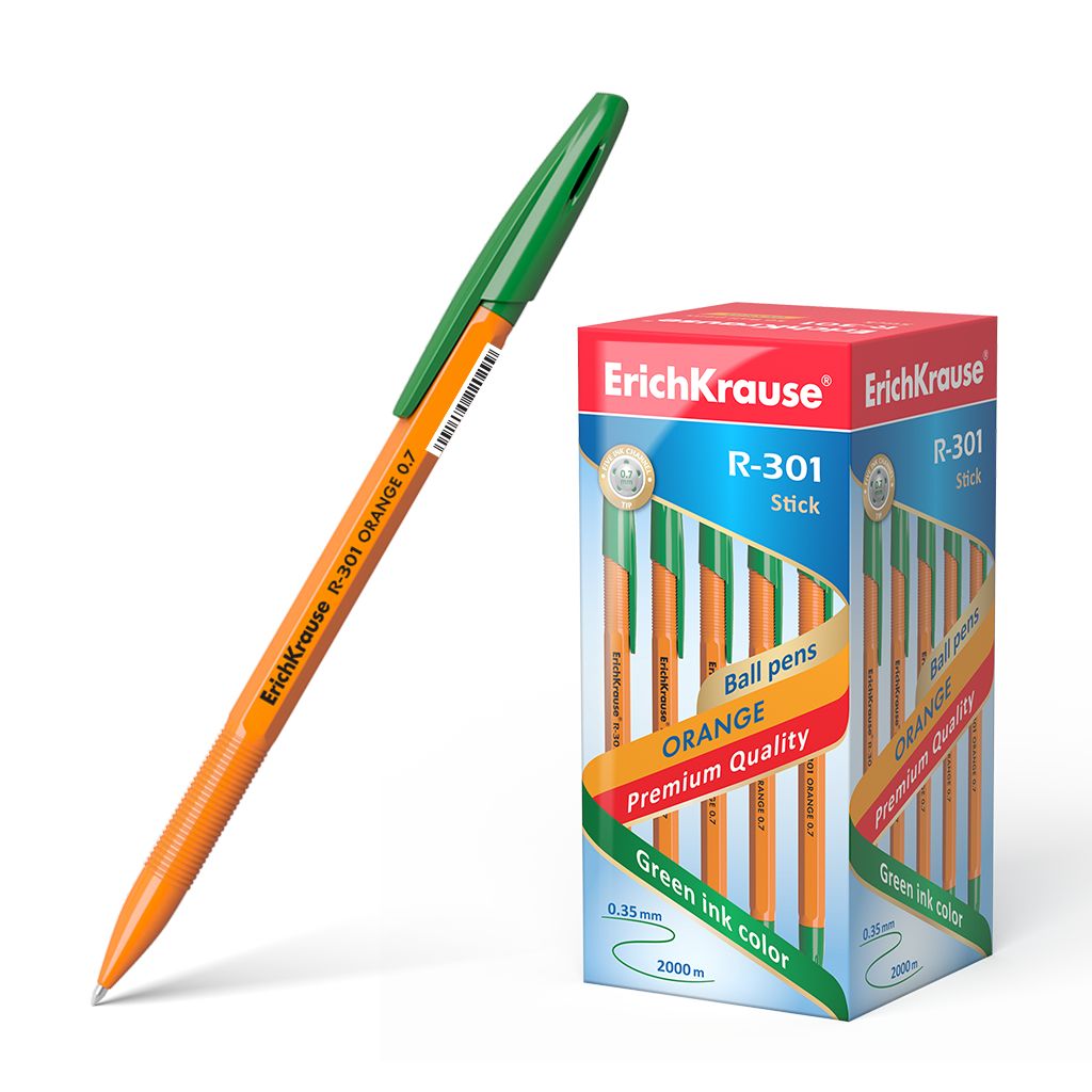 Ручка шариковая зеленая EK R-301 Orange 0.7 Stick оранж корпус