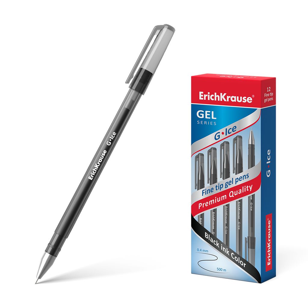 Ручка гелевая черная EK G-Ice 0,5мм игла матовый корп