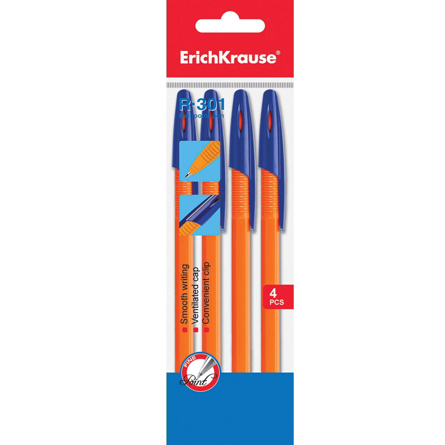 Ручка шариковая синяя EK R-301 Stick Floral Soul 0.7мм