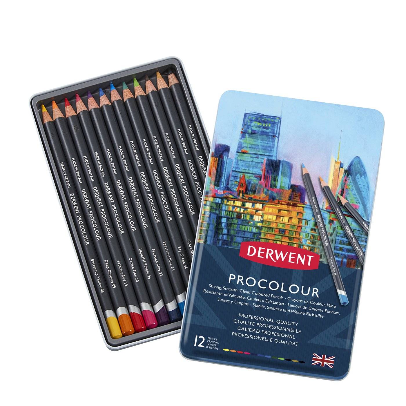 Карандаши цветные 12 цв Derwent Procolour мет/уп