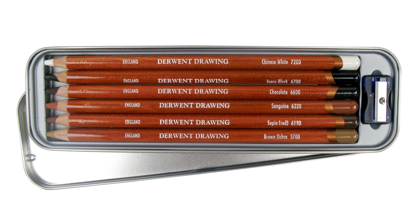 Карандаши цветные 6 цв Derwent Drawing мет/уп