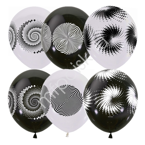 Праз Шар 30см Иллюзия BLACK&WHITE (шелк)