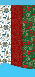 Праз Бумага упак. НГ 70*100 в рулоне мелованная с золотым рисунком ассорти