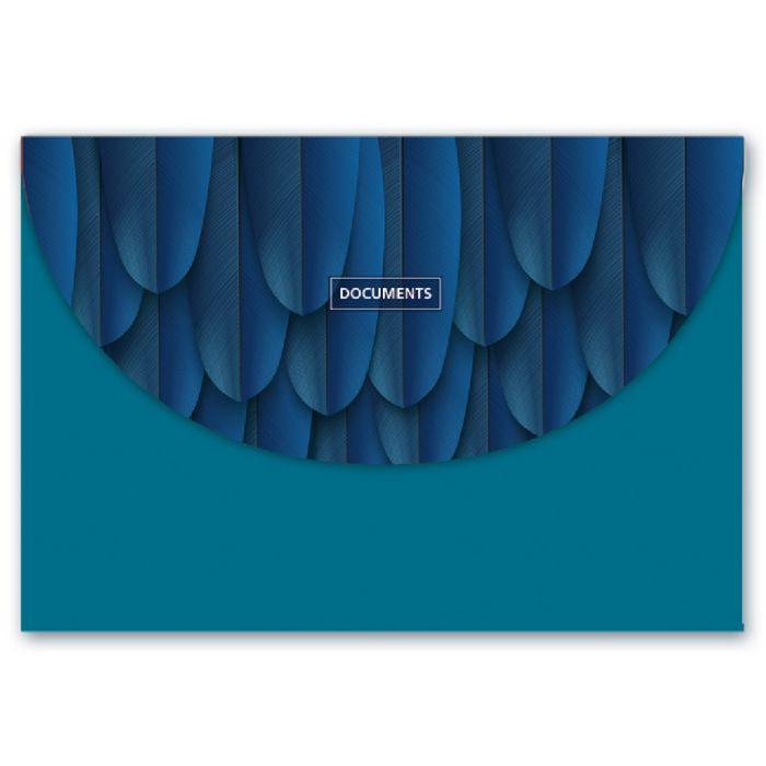 Папка-конверт А4 с рис Цветы Перья 4отд на липучке