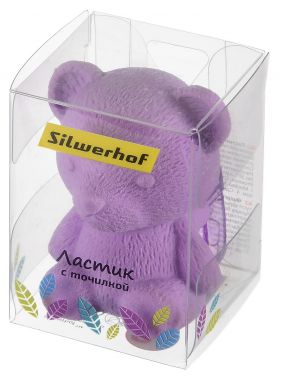 Ластик + точилка 1отв Silwerhof Мишка фиолетовый