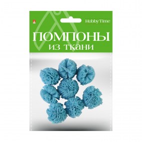 Творч Помпоны из ткани 8шт 20мм бирюзовые