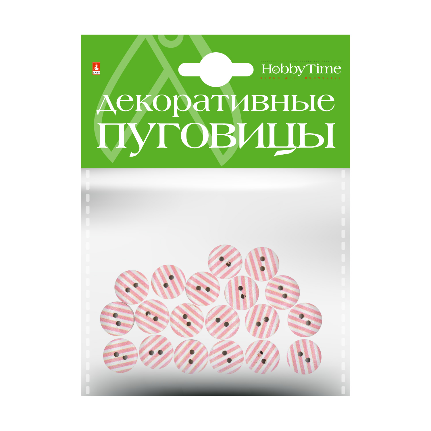 Творч Пуговицы декоративные Полоски 15мм ассорти