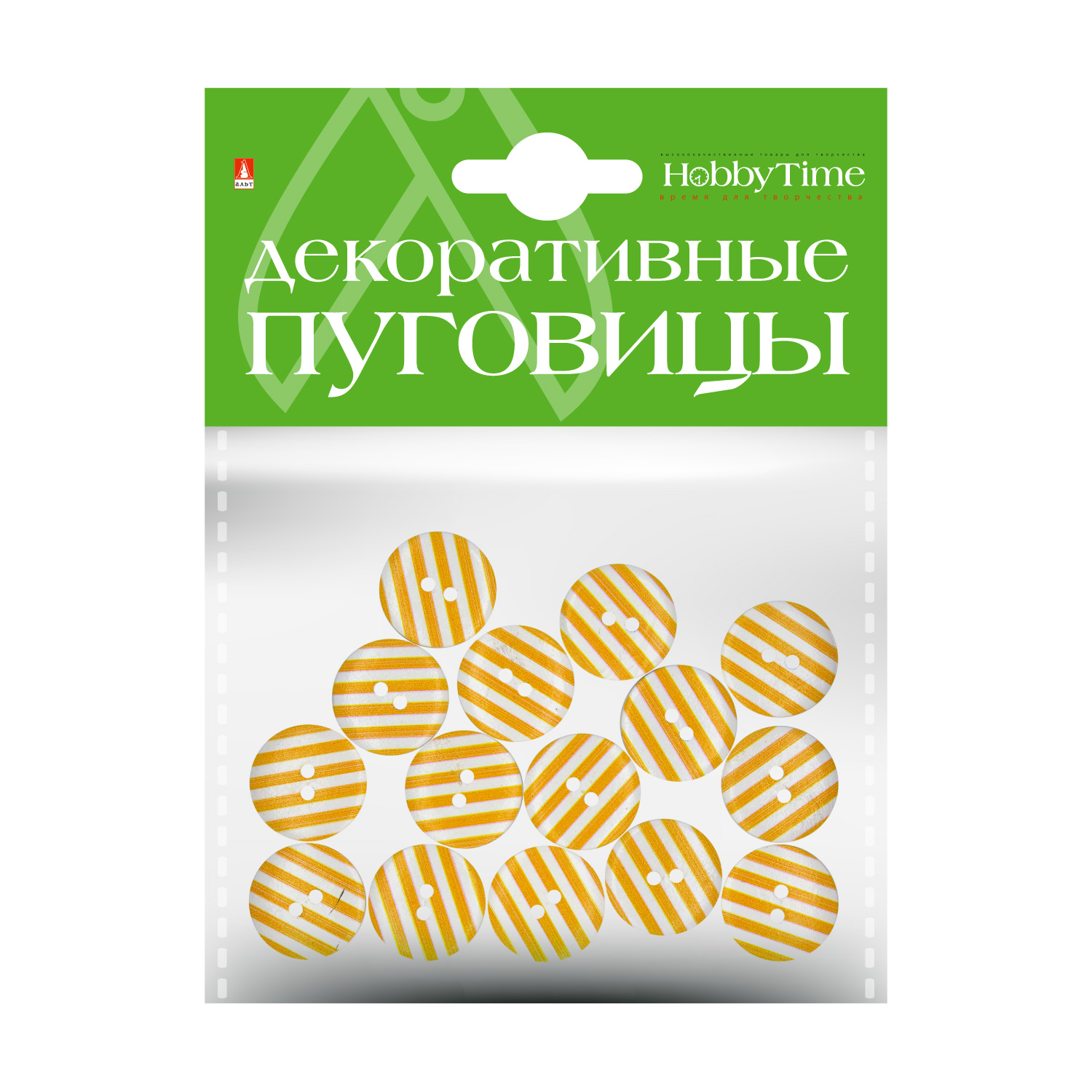 Творч Пуговицы декоративные Полоски 20мм ассорти