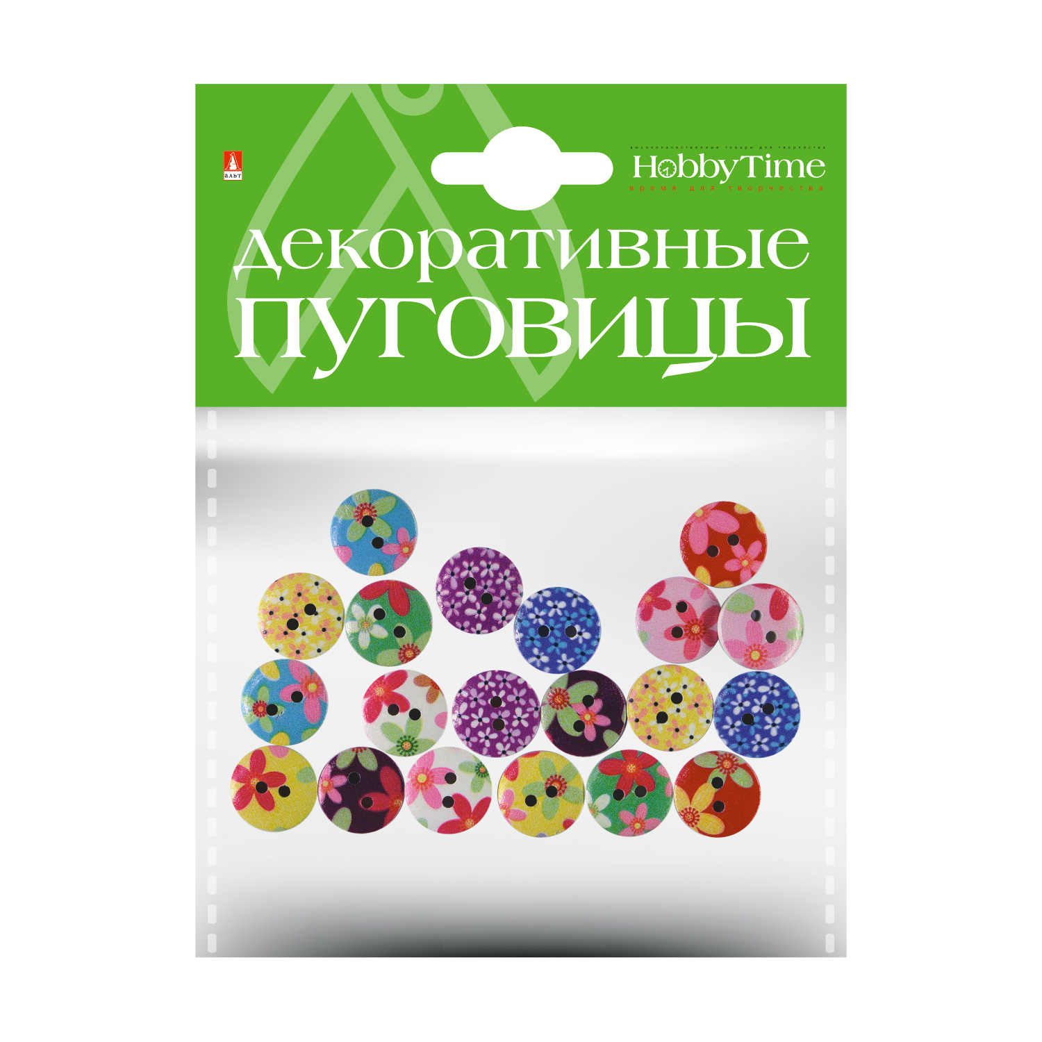 Пуговицы декоративные Цветочки 15мм ассорти