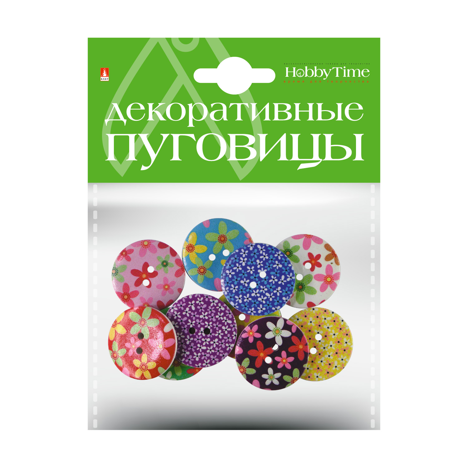 Пуговицы декоративные Цветочки 30мм ассорти