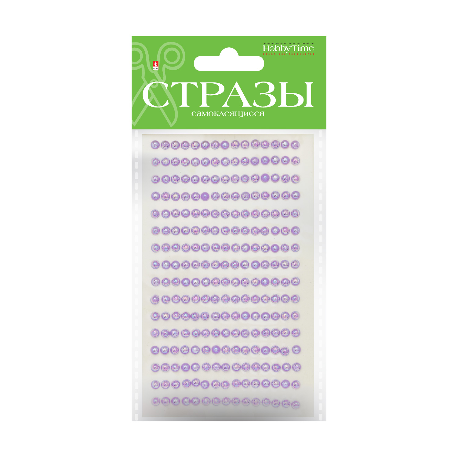 Стразы самоклеящ. Цветной радужный жемчуг 4мм 5цв